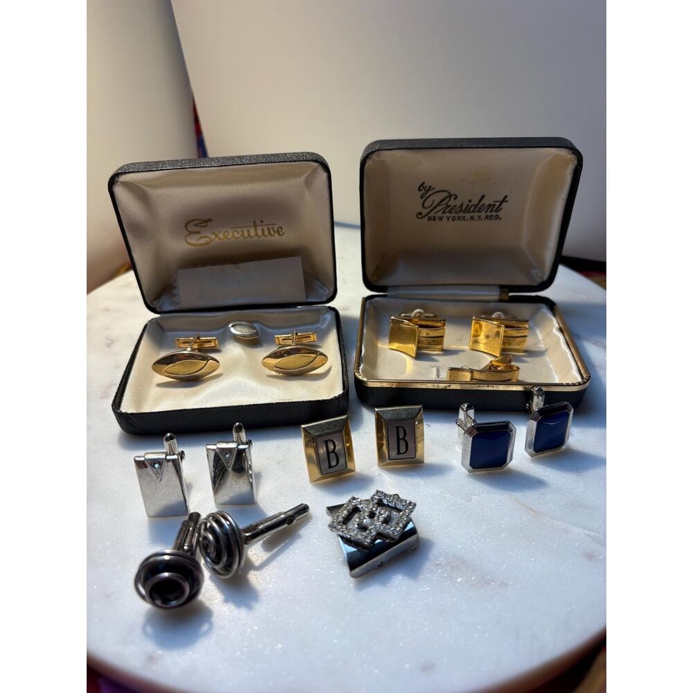 Vintage VTG lot of cufflinks and tie tacks some SWANK